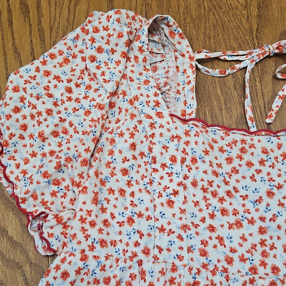 Old Navy Flutter-Sleeve Babydoll Floral Swing Blouse Sz XL - Picture 5 of 7